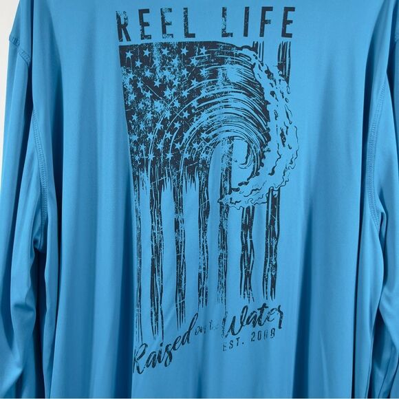 Reel Life Men's Sun Defender Lightweight Long Sleeve UV Tee Aqua Blue 0697 - Picture 6 of 8